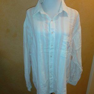 Perry Ellis Pink & Cream Stripe Button Down Shirt XL